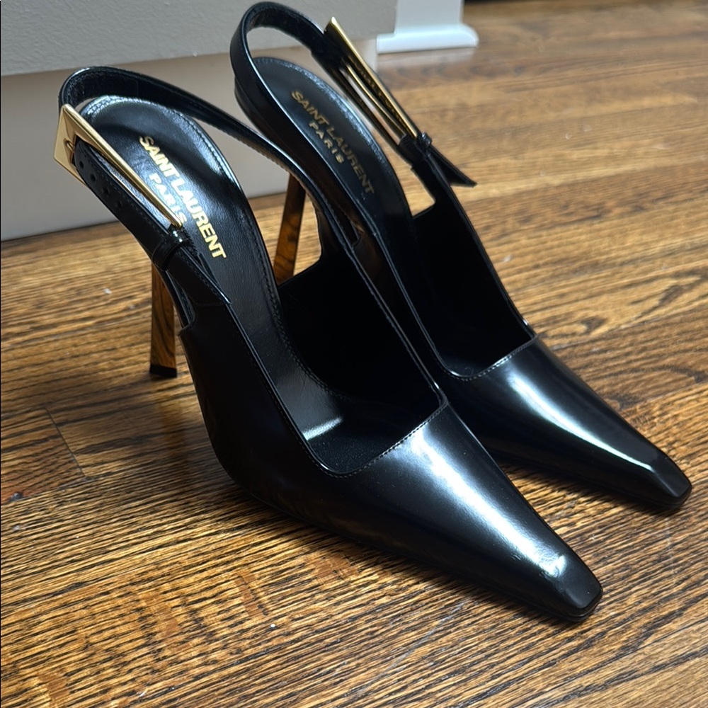 Saint Laurent Black Slingback Heels
